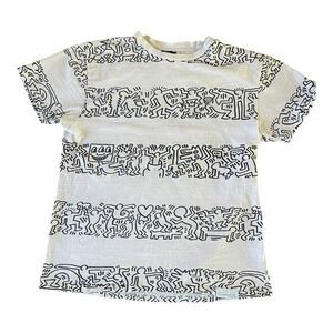 Diamond Supply Co x Keith Haring Colab‎ Striped T Shirt Size Medium White Black